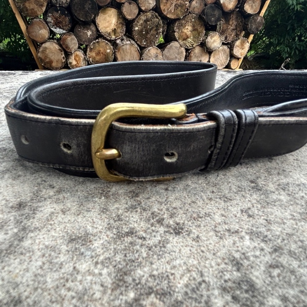 Coach Belt Black Glove Tanned Leather Brass Buckle Vintage NYC Made 42 9900